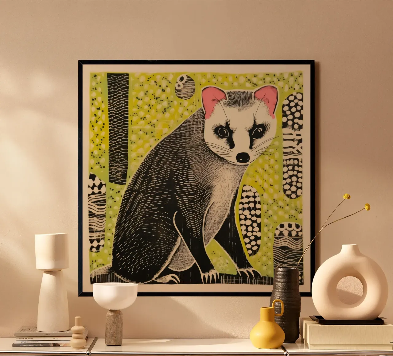 Furetto verde 3 poster da Minimal Animal Art