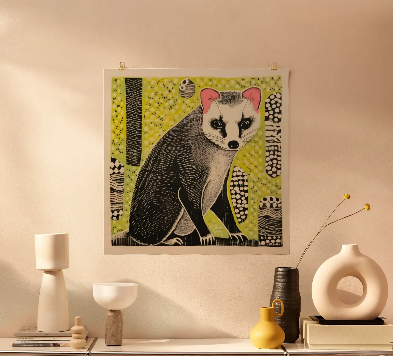 Furetto verde 3 poster da Minimal Animal Art