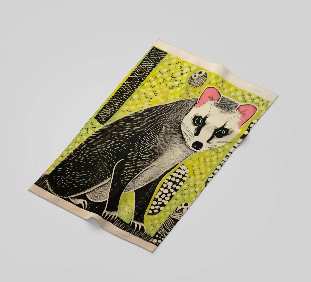 Furetto verde 3 telo mare da Minimal Animal Art