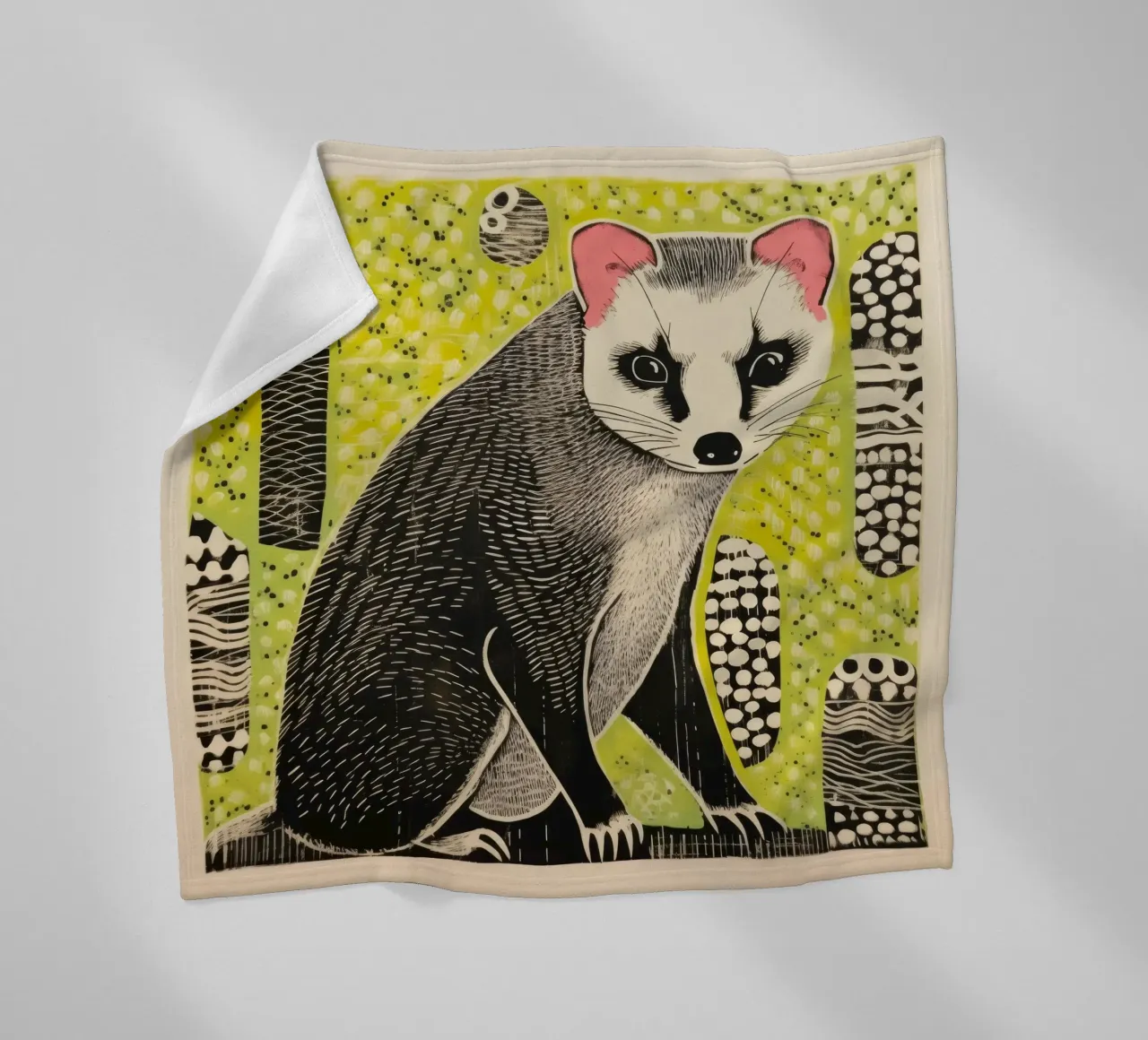 Furetto verde 3 coperta in pile da Minimal Animal Art