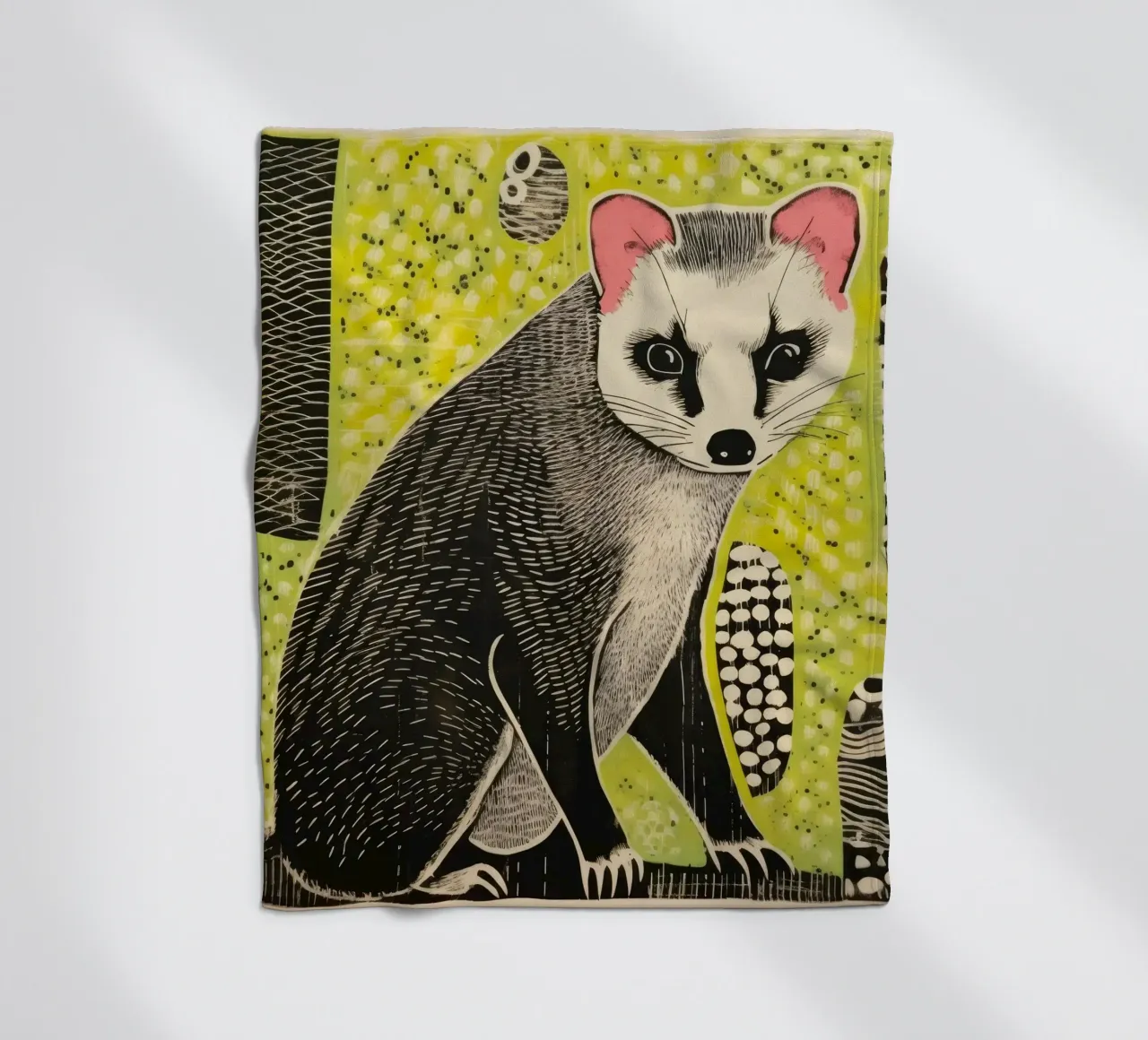 Furetto verde 3 coperta in pile da Minimal Animal Art