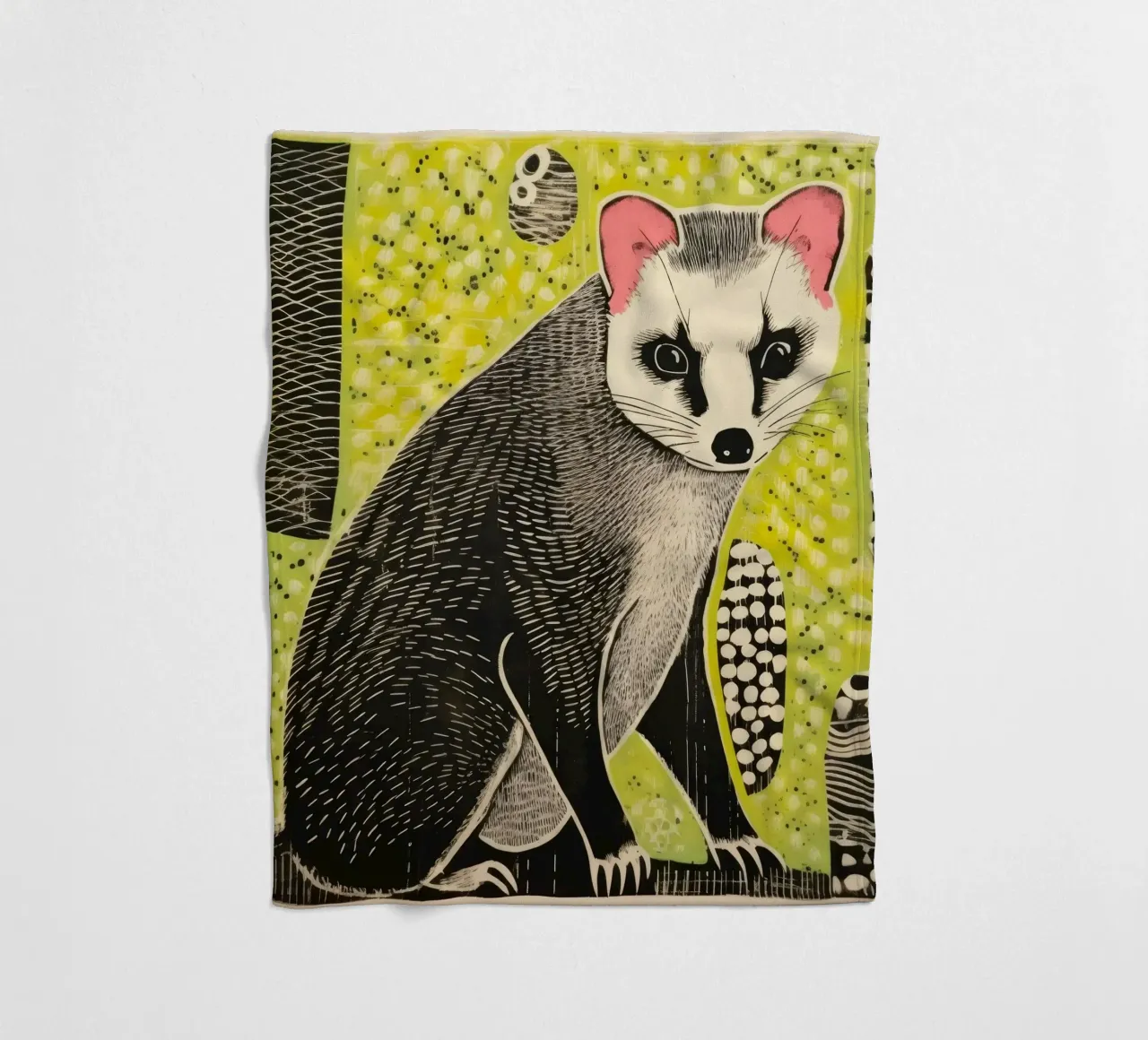 Furetto verde 3 coperta in pile da Minimal Animal Art