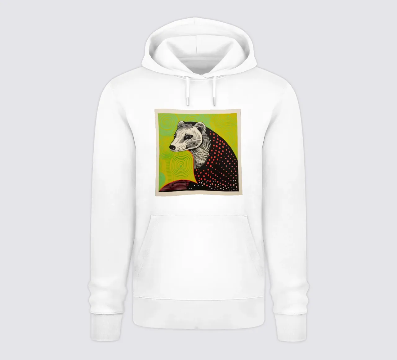 Furetto verde 4 felpa con cappuccio da Minimal Animal Art