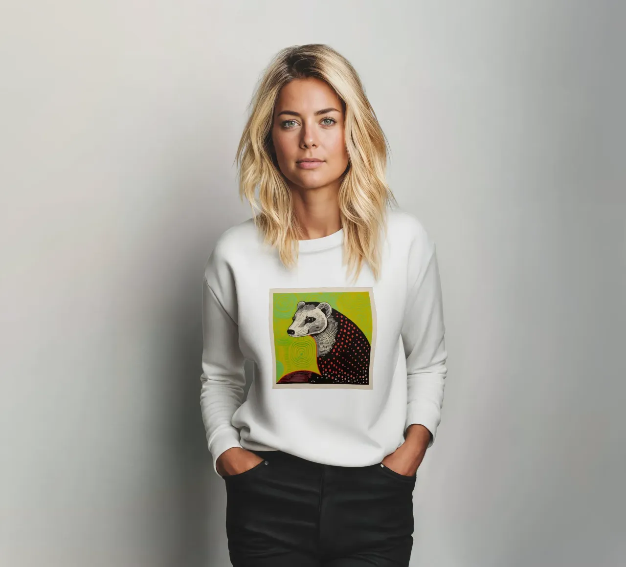 Furet vert sweat de Minimal Animal Art