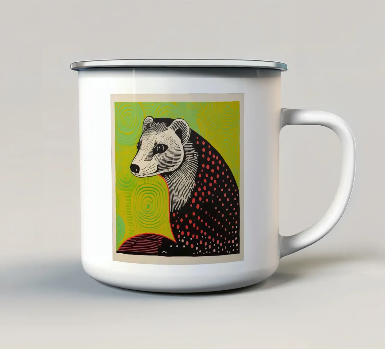 Furetto verde 4 tazza in smalto da Minimal Animal Art