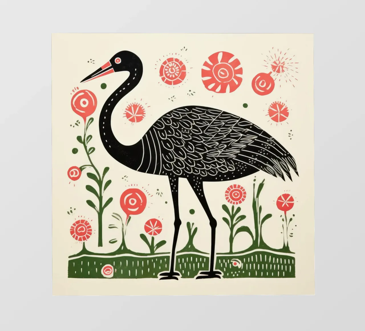 Fenicottero verde 2 telo in pvc da Minimal Animal Art