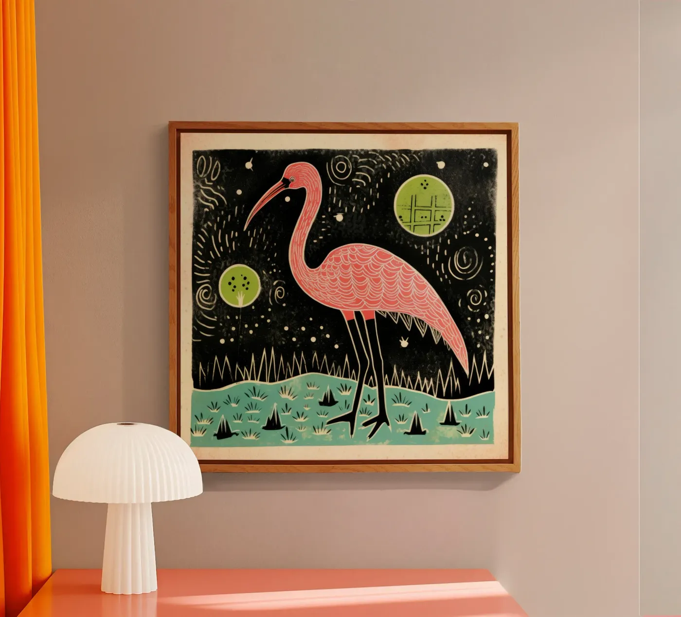 Green Flamingo plexiglas de Minimal Animal Art