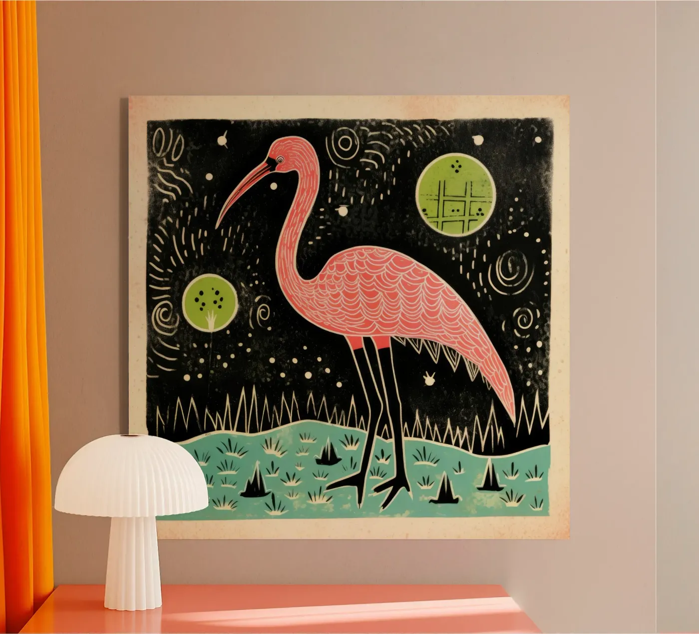 Green Flamingo plexiglas de Minimal Animal Art