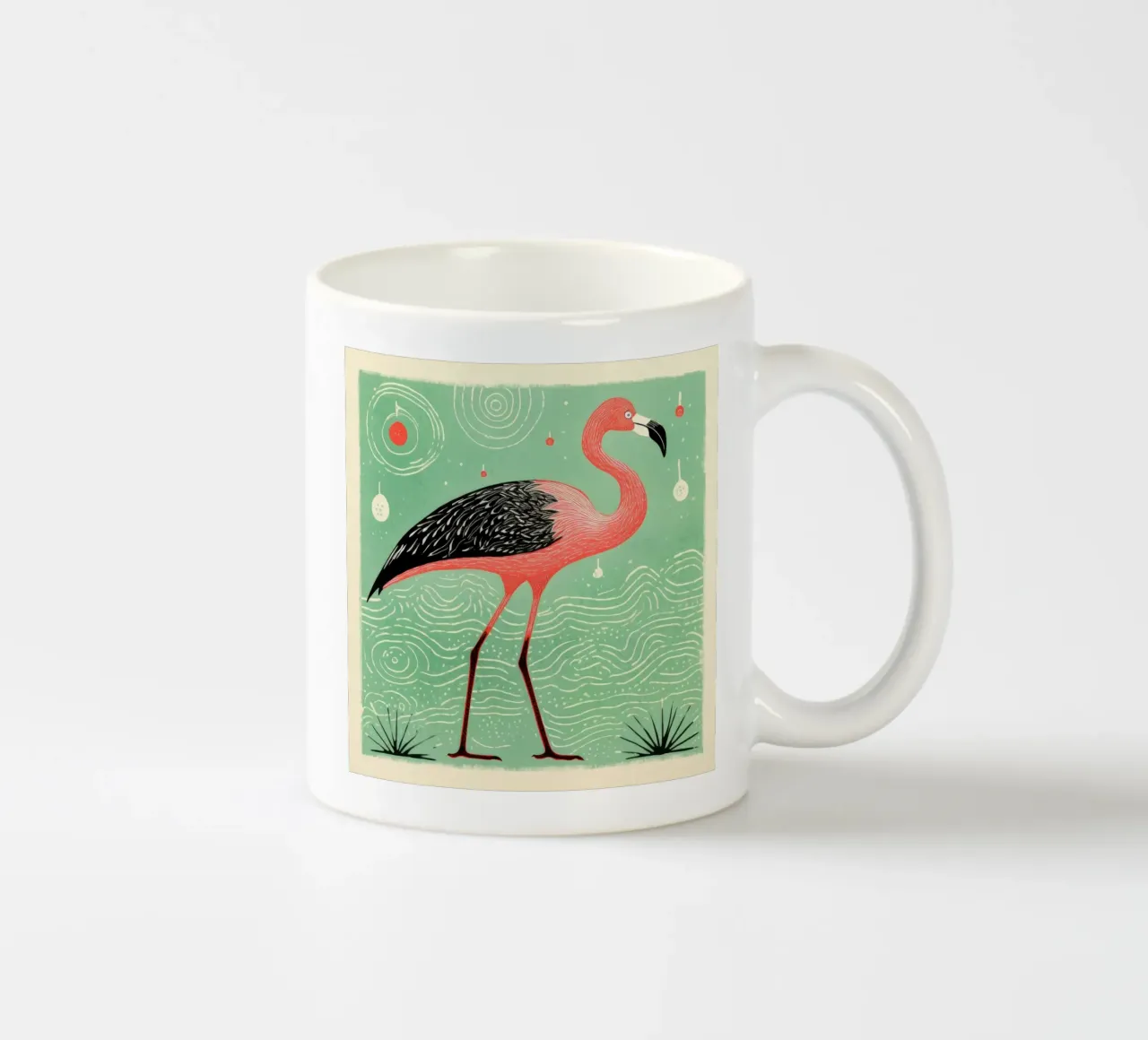 Fenicottero verde tazza in ceramica da Minimal Animal Art