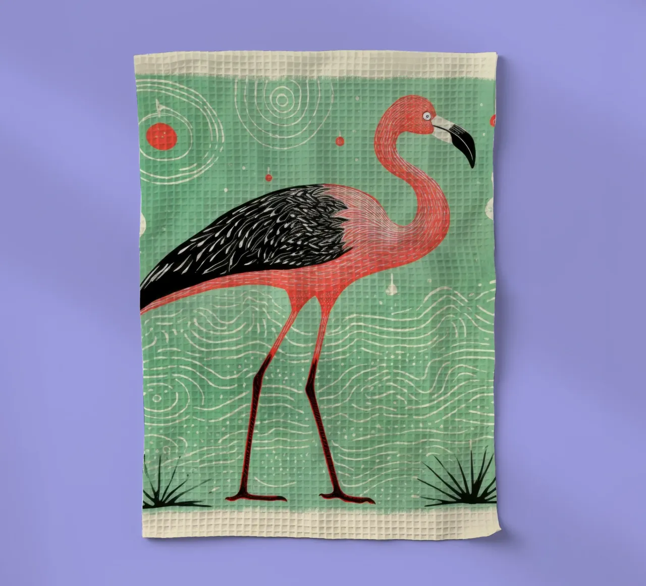 Flamant vert 4 torchon de Minimal Animal Art