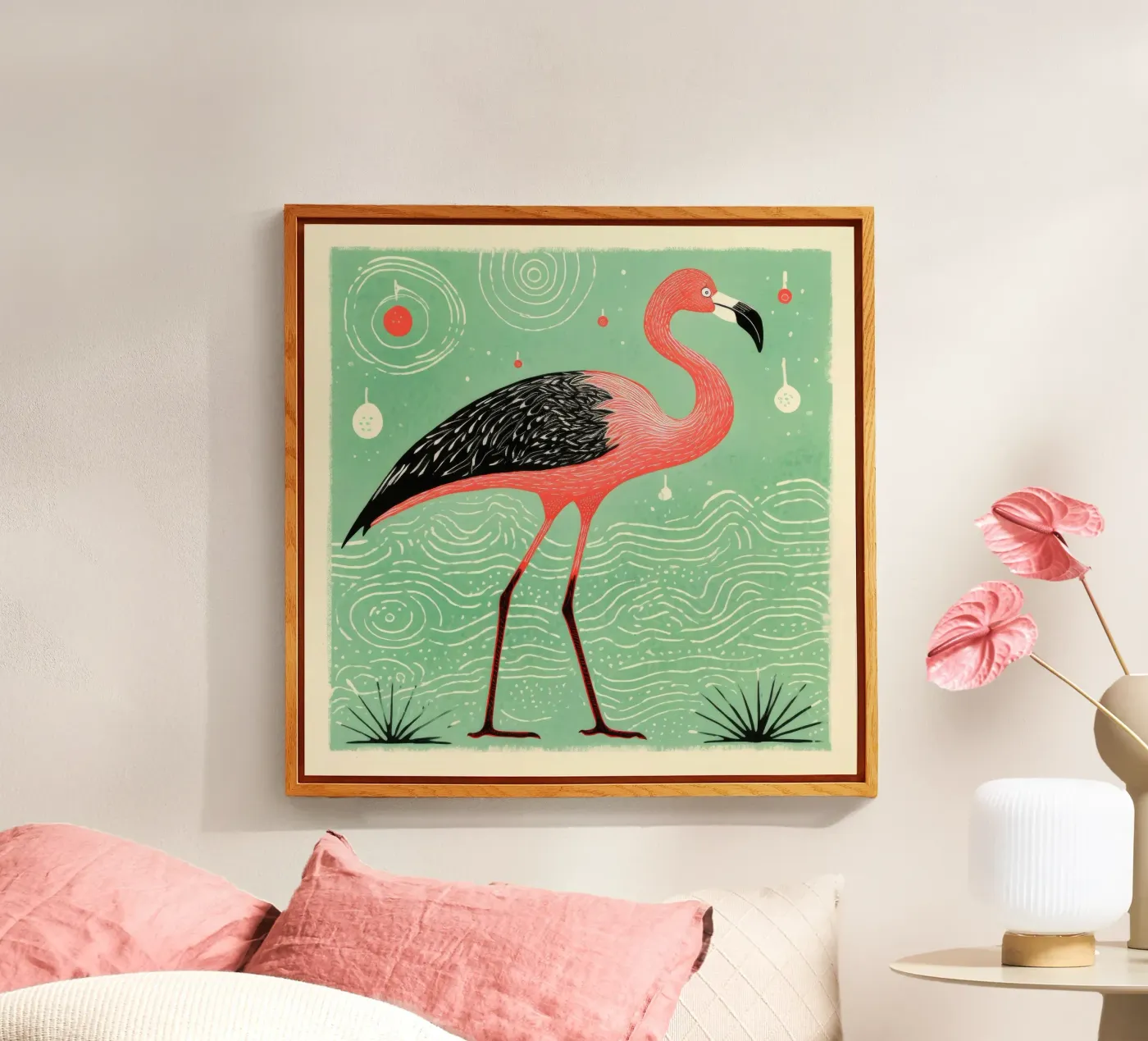 Flamant vert plexiglas de Minimal Animal Art