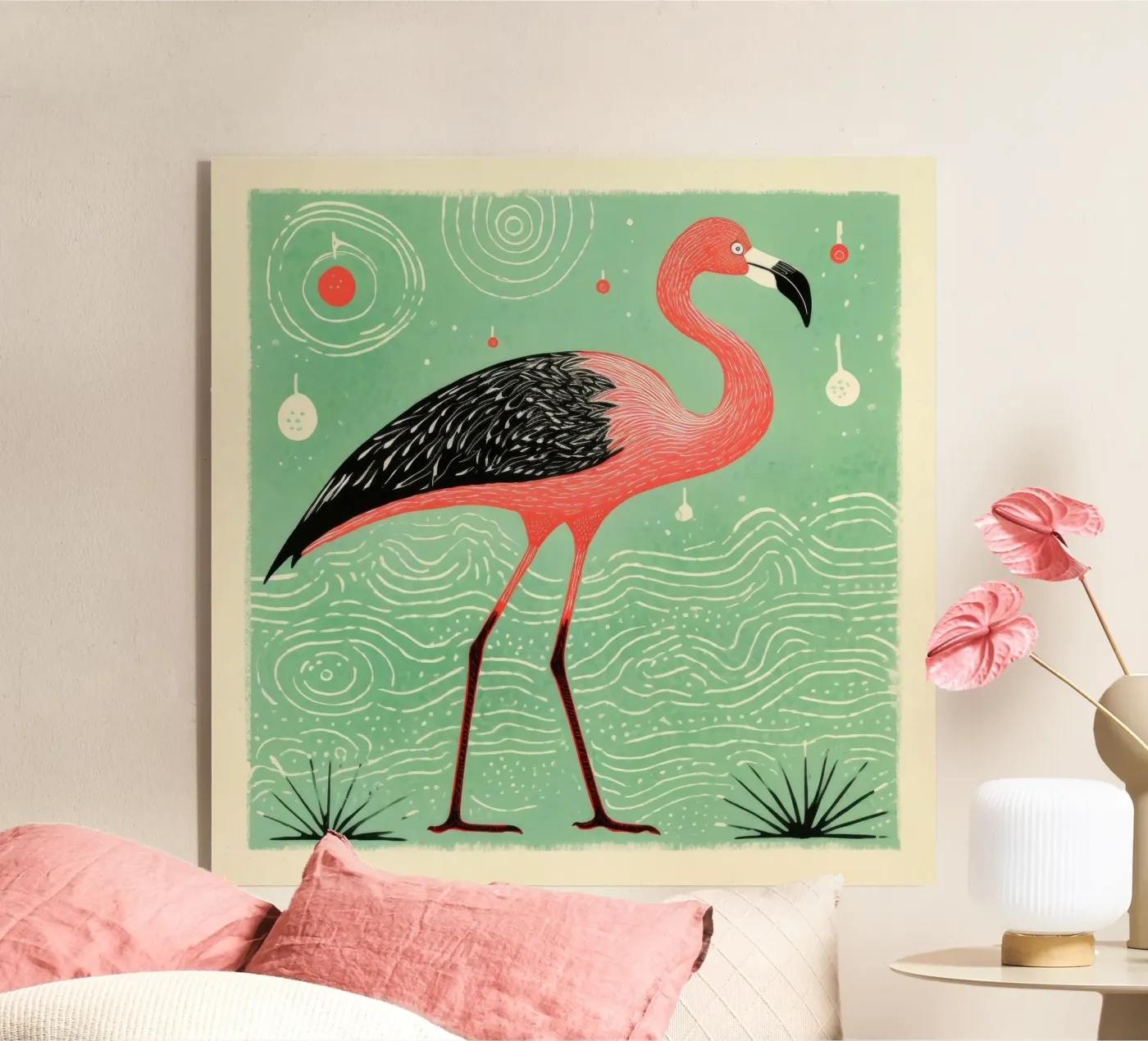 Flamant vert plexiglas de Minimal Animal Art