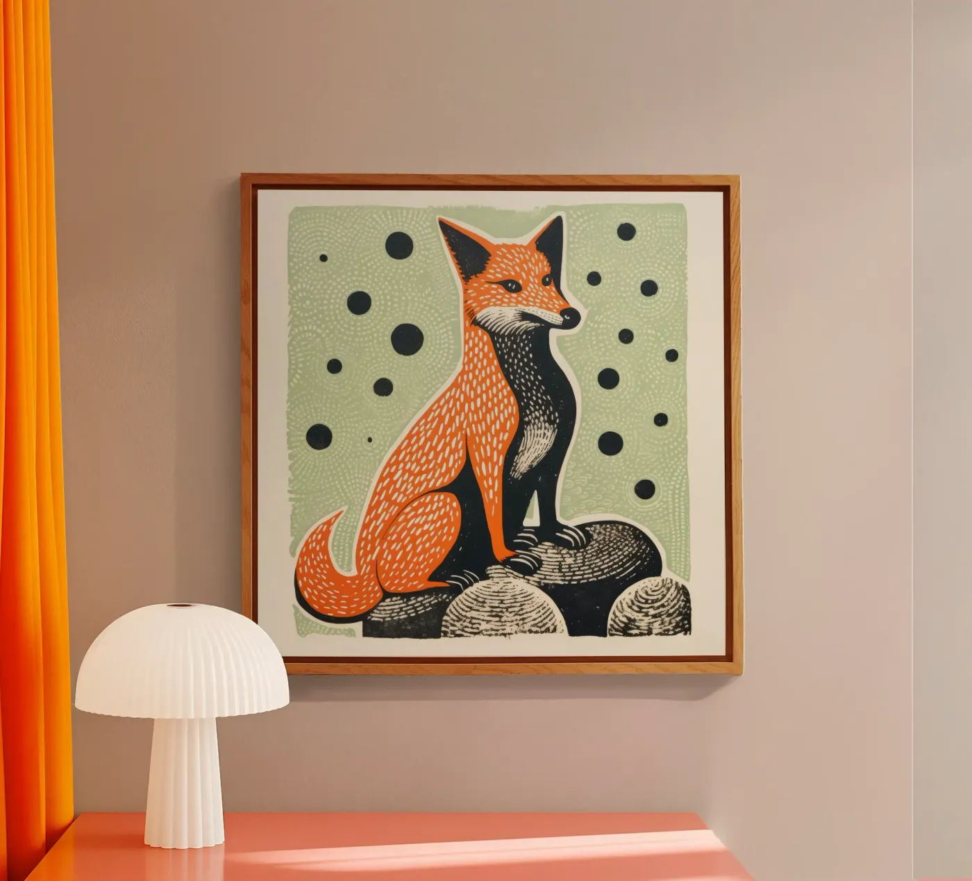 Green Fox acrylic glass by Minimal Animal Art