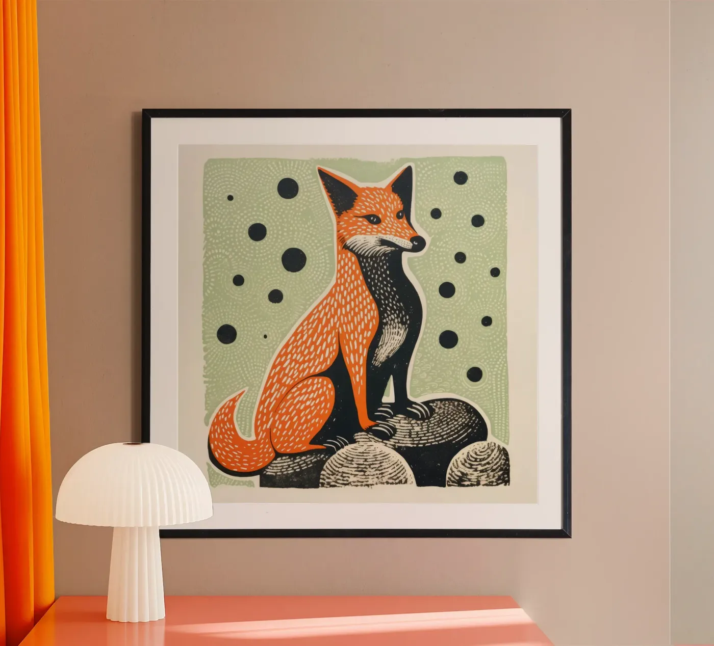 Green Fox poster by Minimal Animal Art