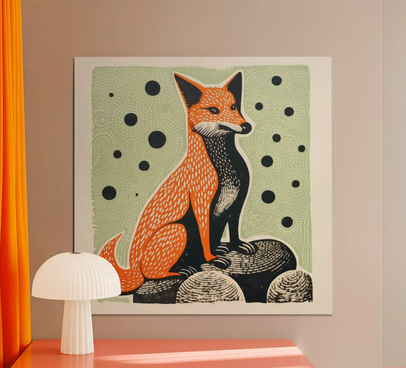 Green Fox poster by Minimal Animal Art
