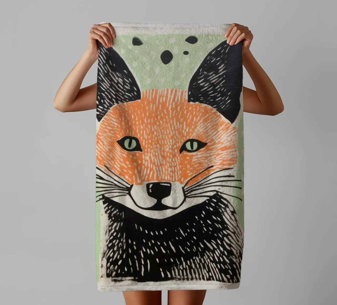 Volpe verde 2 asciugamano da bagno da Minimal Animal Art