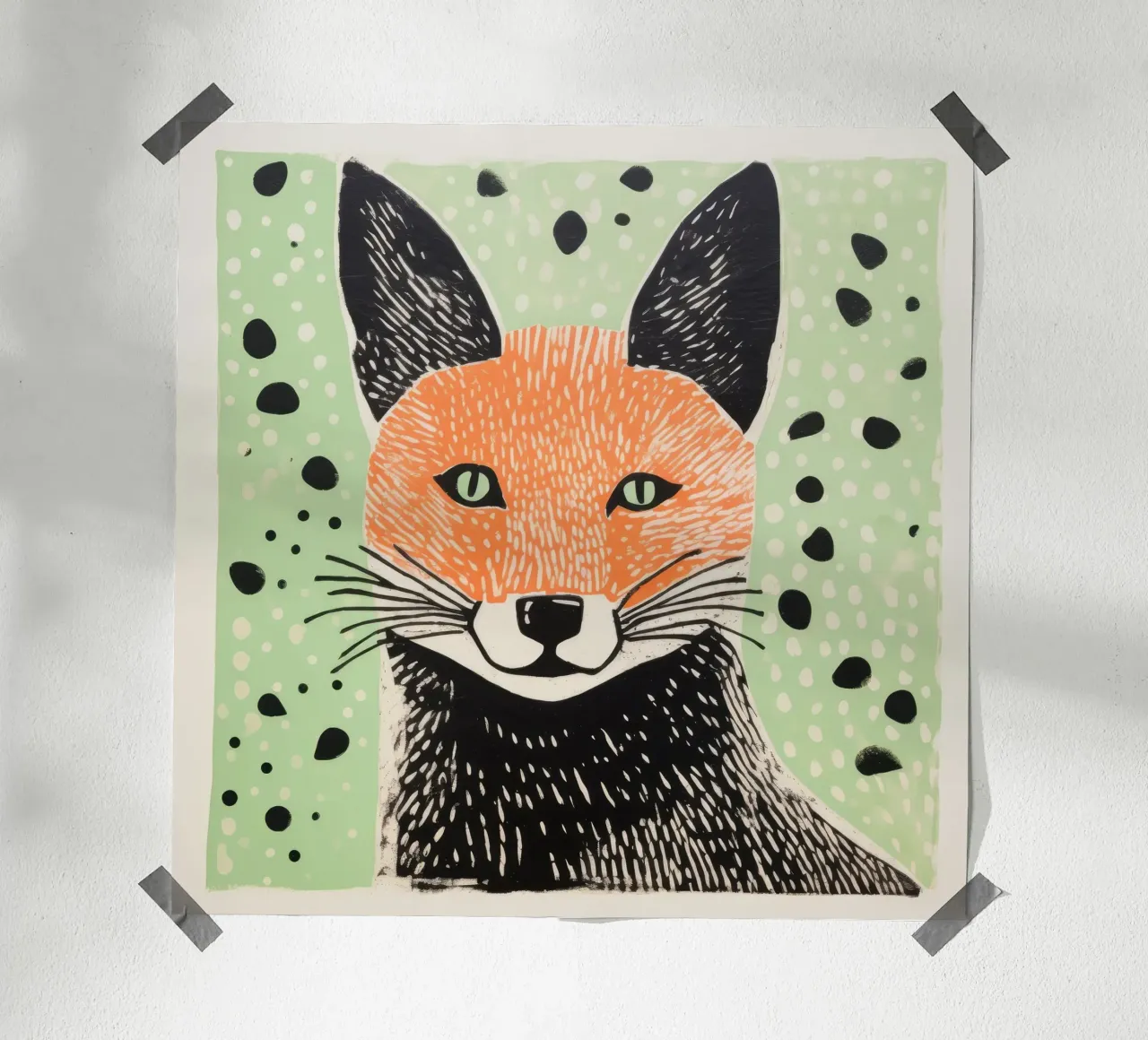 Grüner Fuchs 2 Hahnemühle von Minimal Animal Art