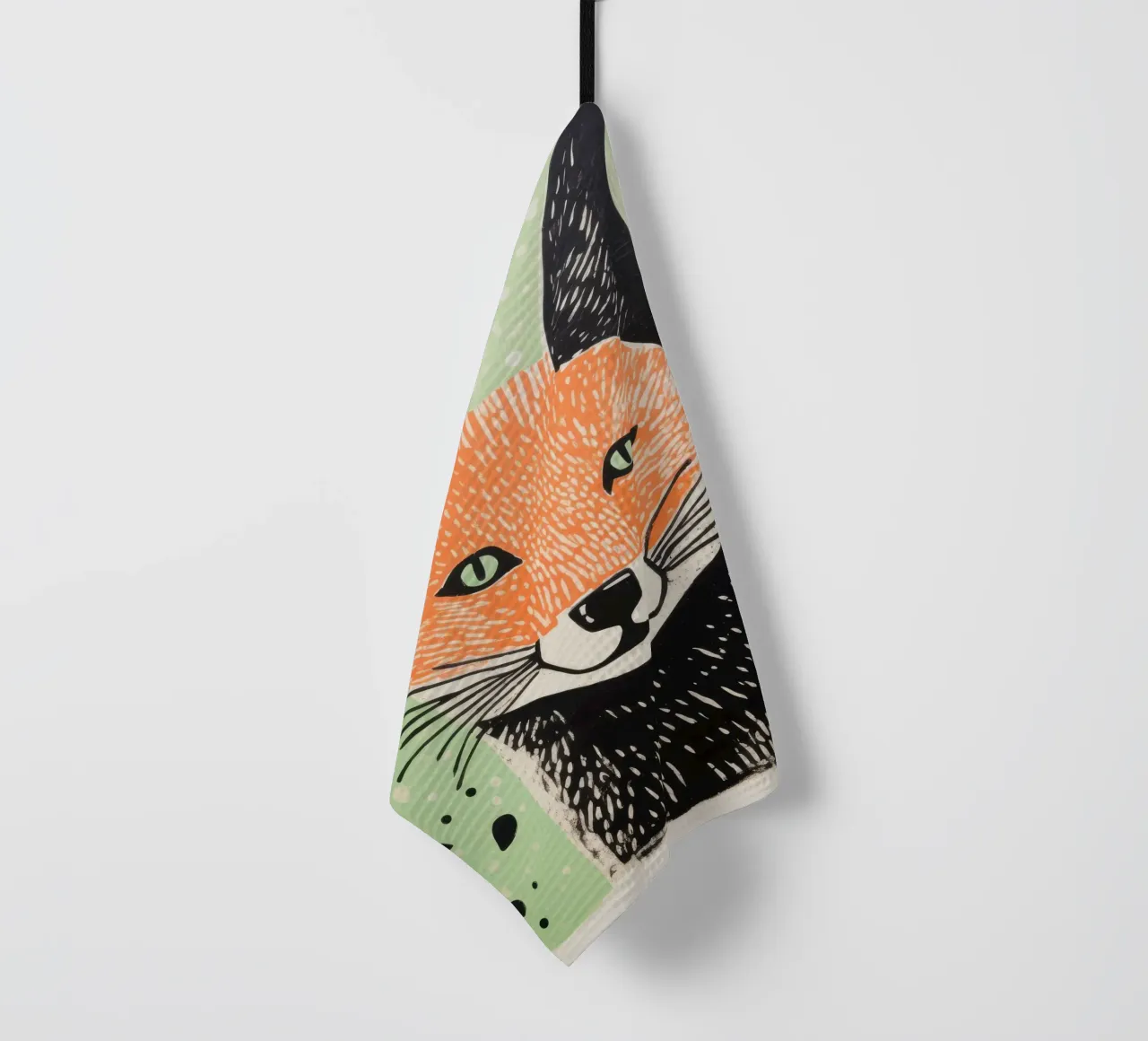 Renard vert 2 torchon de Minimal Animal Art