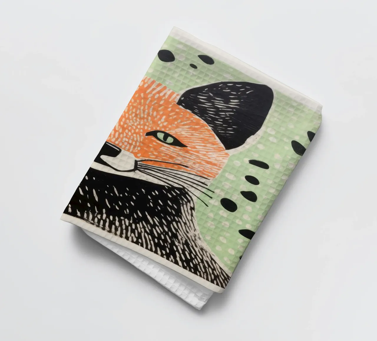Renard vert 2 torchon de Minimal Animal Art