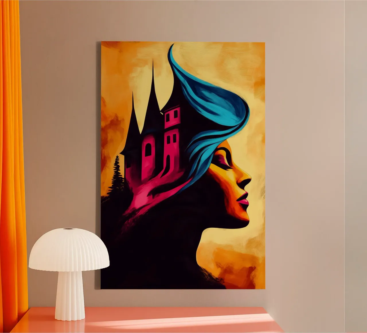 The castle of thoughts canvas with Floater frame by melipo-art