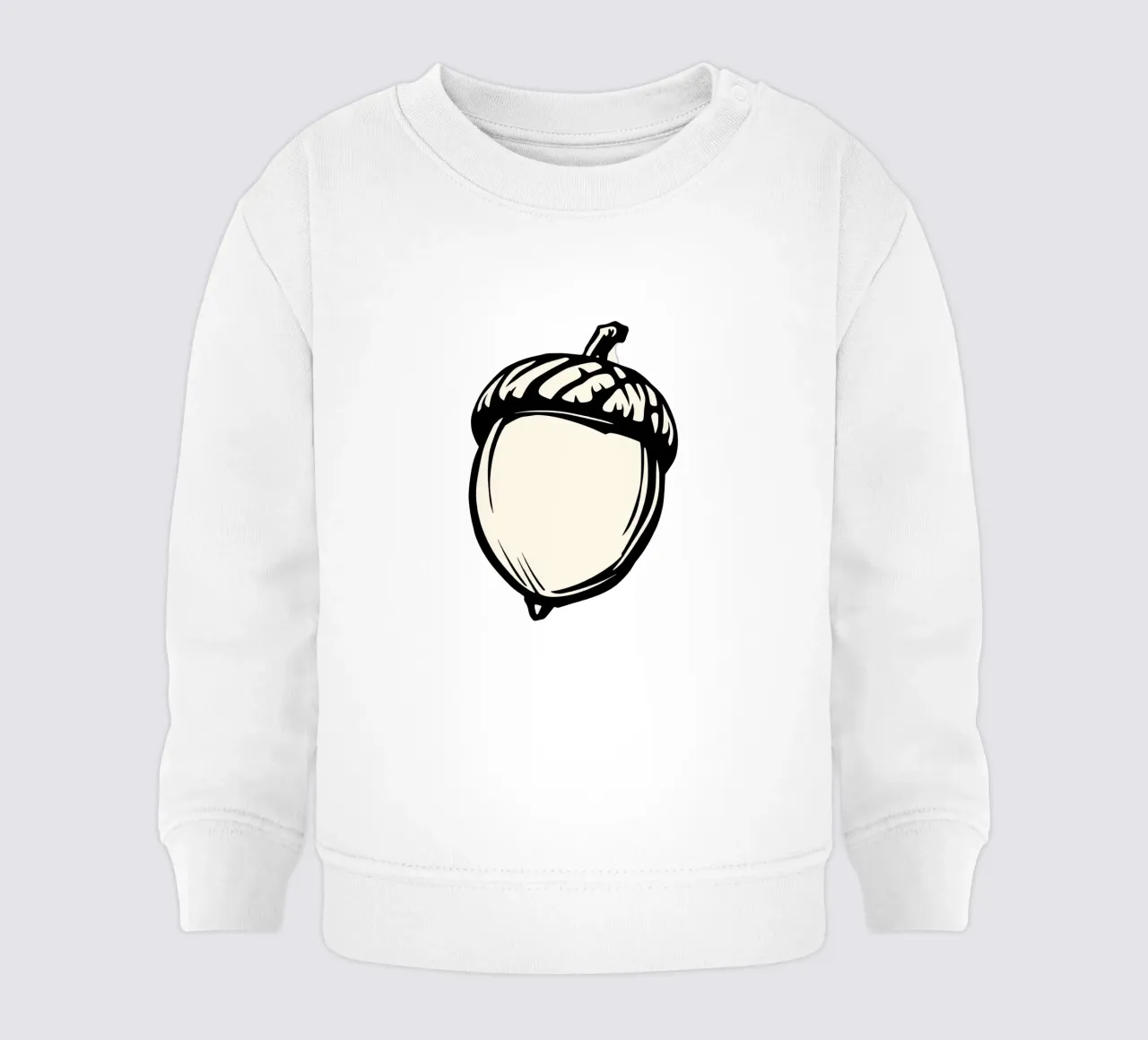 Illustrazione dettagliata di una singola ghianda in bianco e nero felpa neonato da DesignDoodle