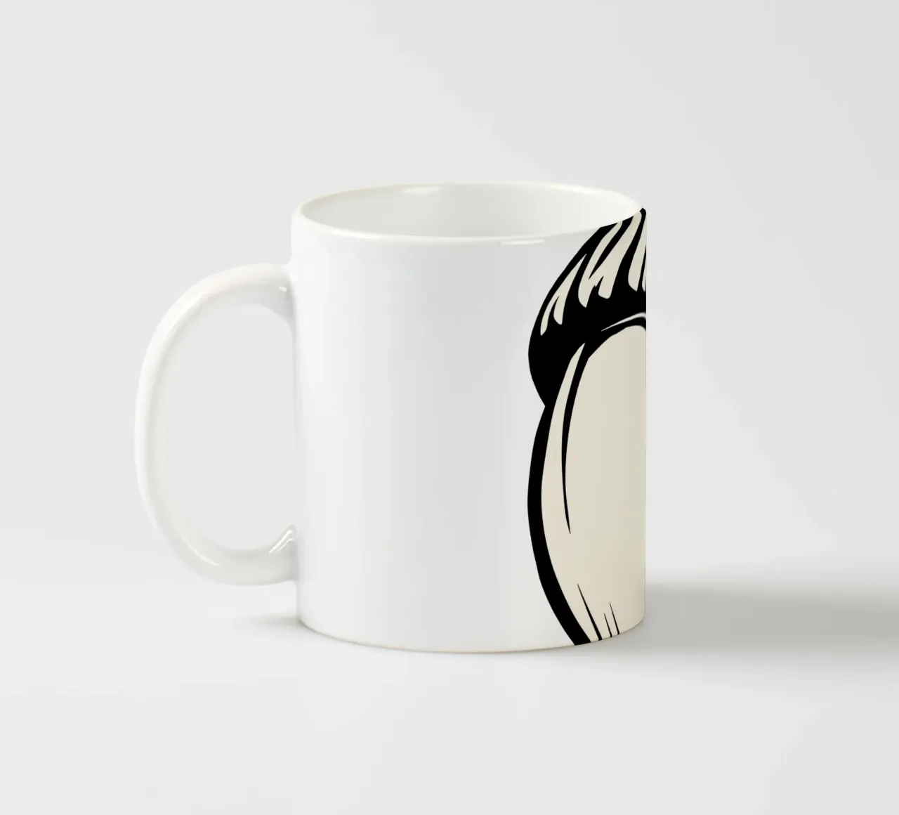 Illustrazione dettagliata di una singola ghianda in bianco e nero tazza in ceramica da DesignDoodle