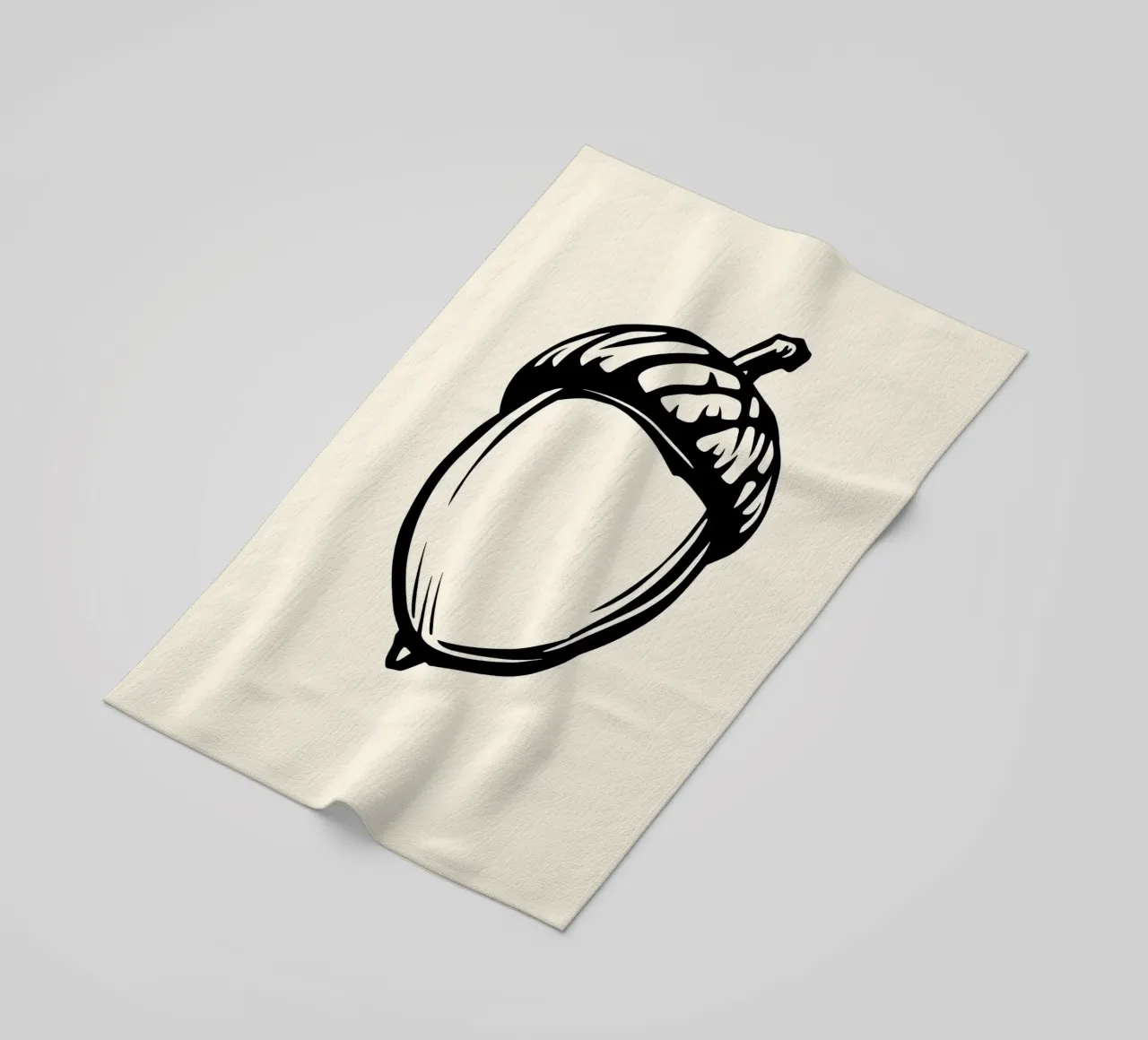 Illustrazione dettagliata di una singola ghianda in bianco e nero telo mare da DesignDoodle
