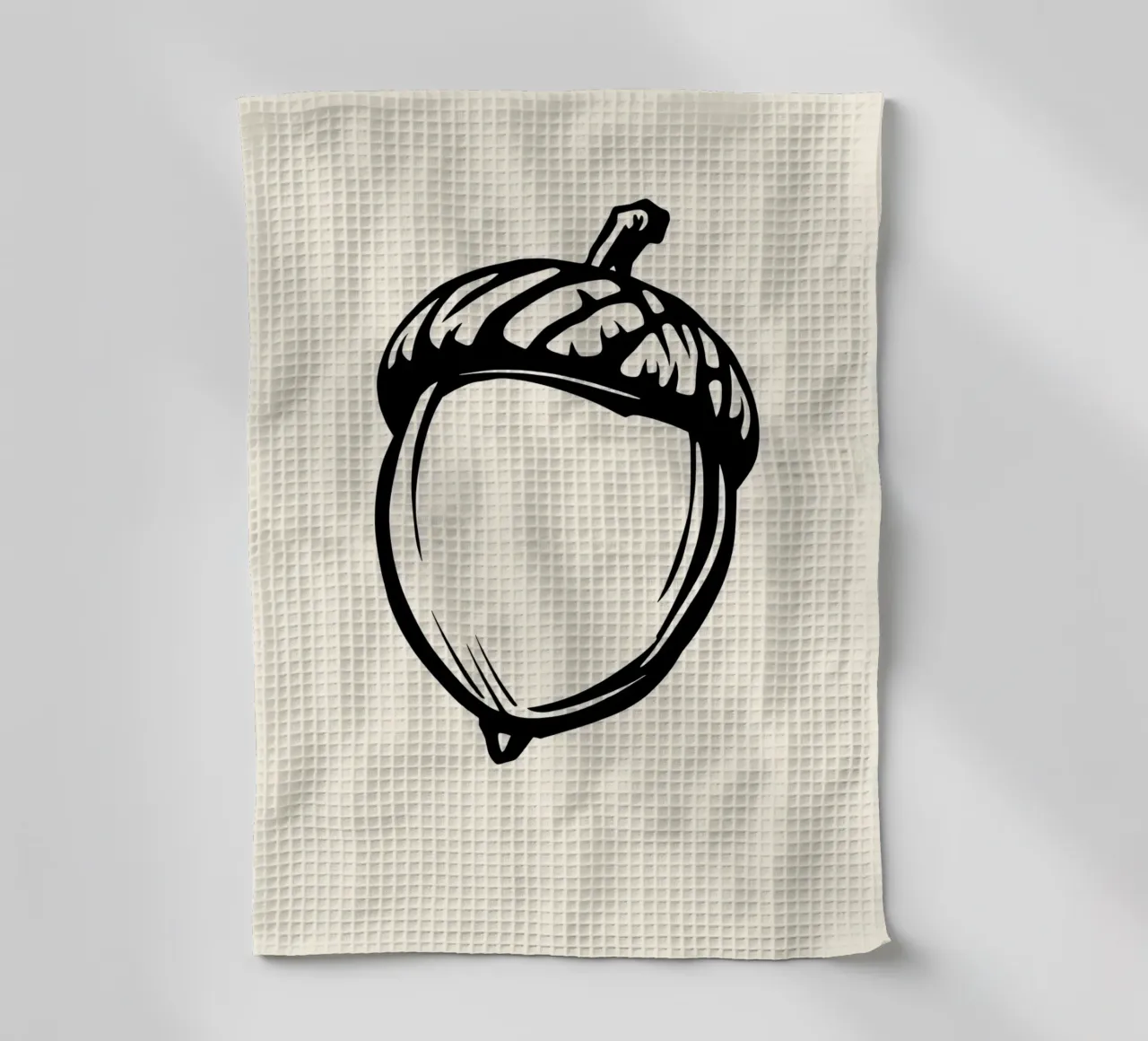 Illustrazione dettagliata di una singola ghianda in bianco e nero canovaccio da cucina da DesignDoodle