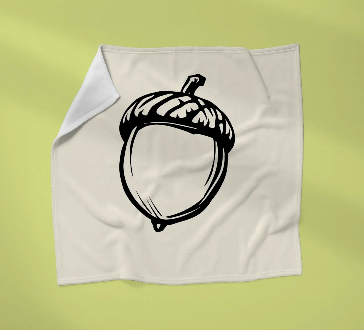 Illustrazione dettagliata di una singola ghianda in bianco e nero coperta in pile da DesignDoodle