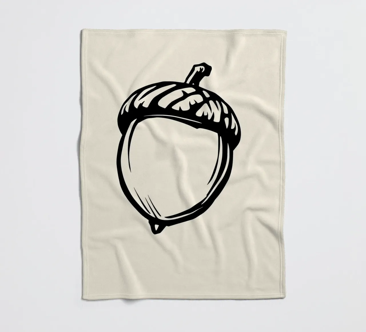 Illustrazione dettagliata di una singola ghianda in bianco e nero coperta in pile da DesignDoodle