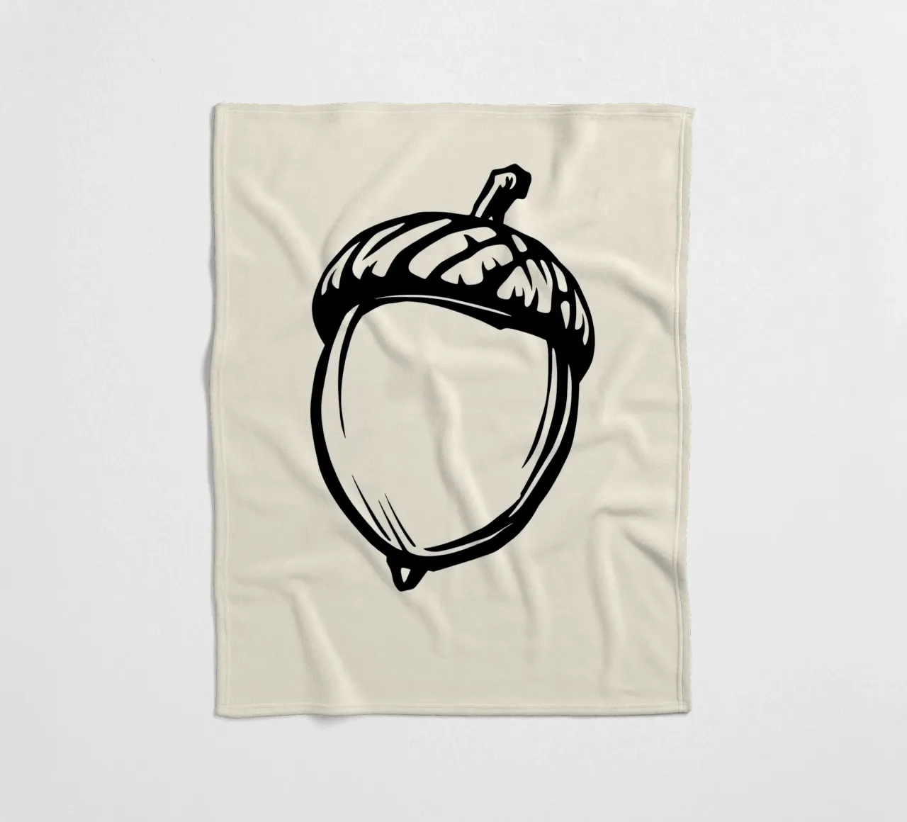 Illustrazione dettagliata di una singola ghianda in bianco e nero coperta in pile da DesignDoodle