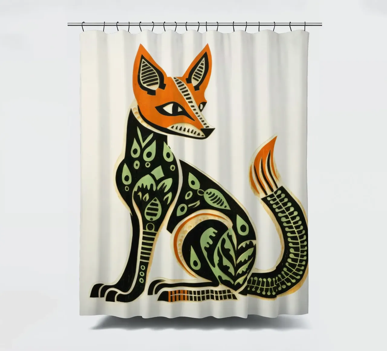 Grüner Fuchs 3 Duschvorhang von Minimal Animal Art