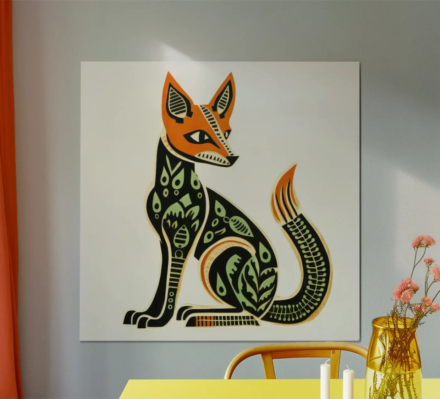 Volpe verde poster da Minimal Animal Art