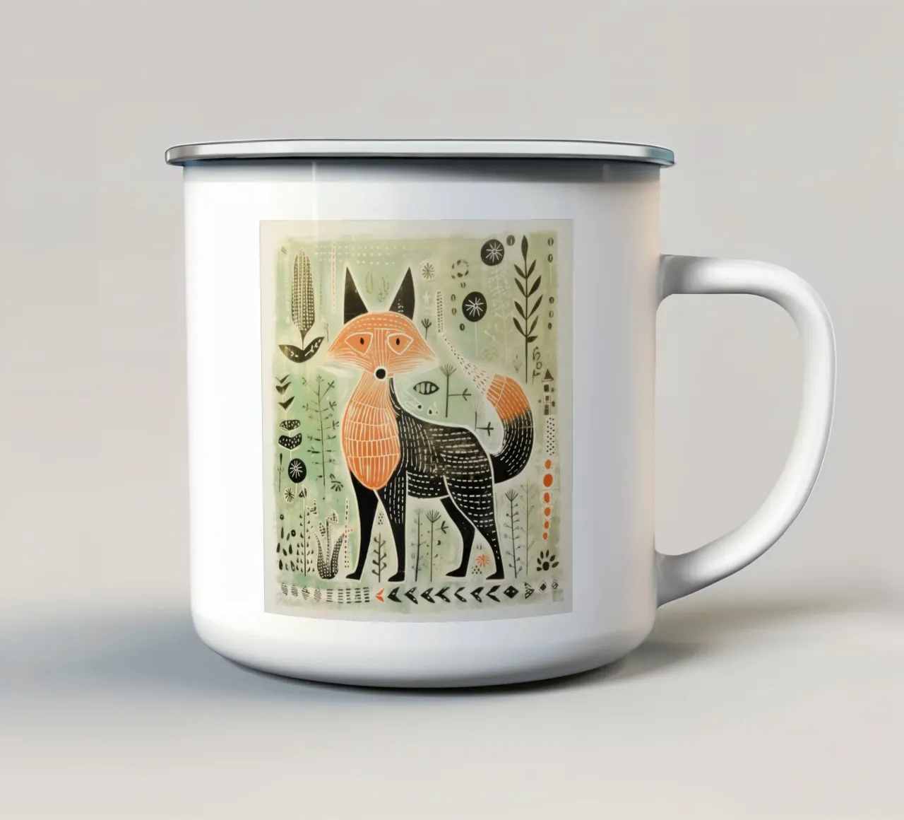 Volpe verde 4 tazza in smalto da Minimal Animal Art