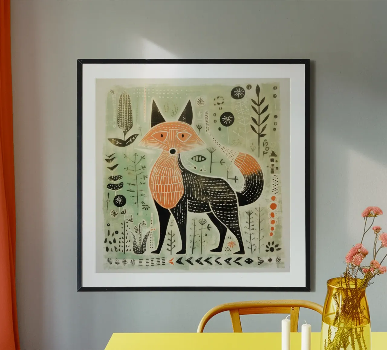 Grüner Fuchs 4 Hahnemühle von Minimal Animal Art