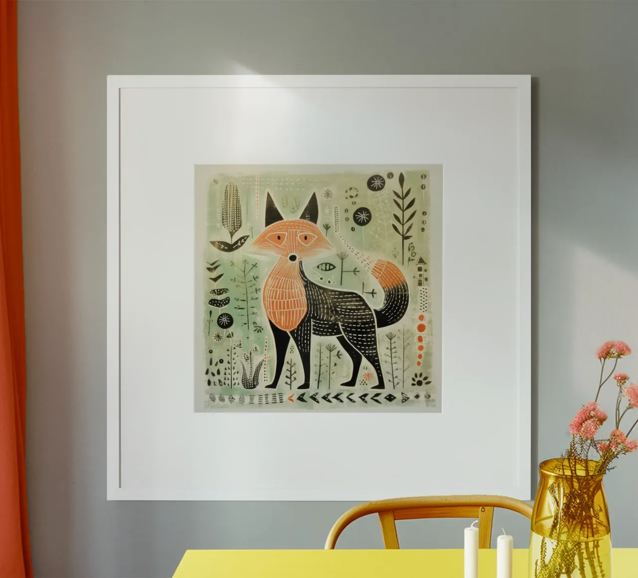 Grüner Fuchs 4 Hahnemühle von Minimal Animal Art