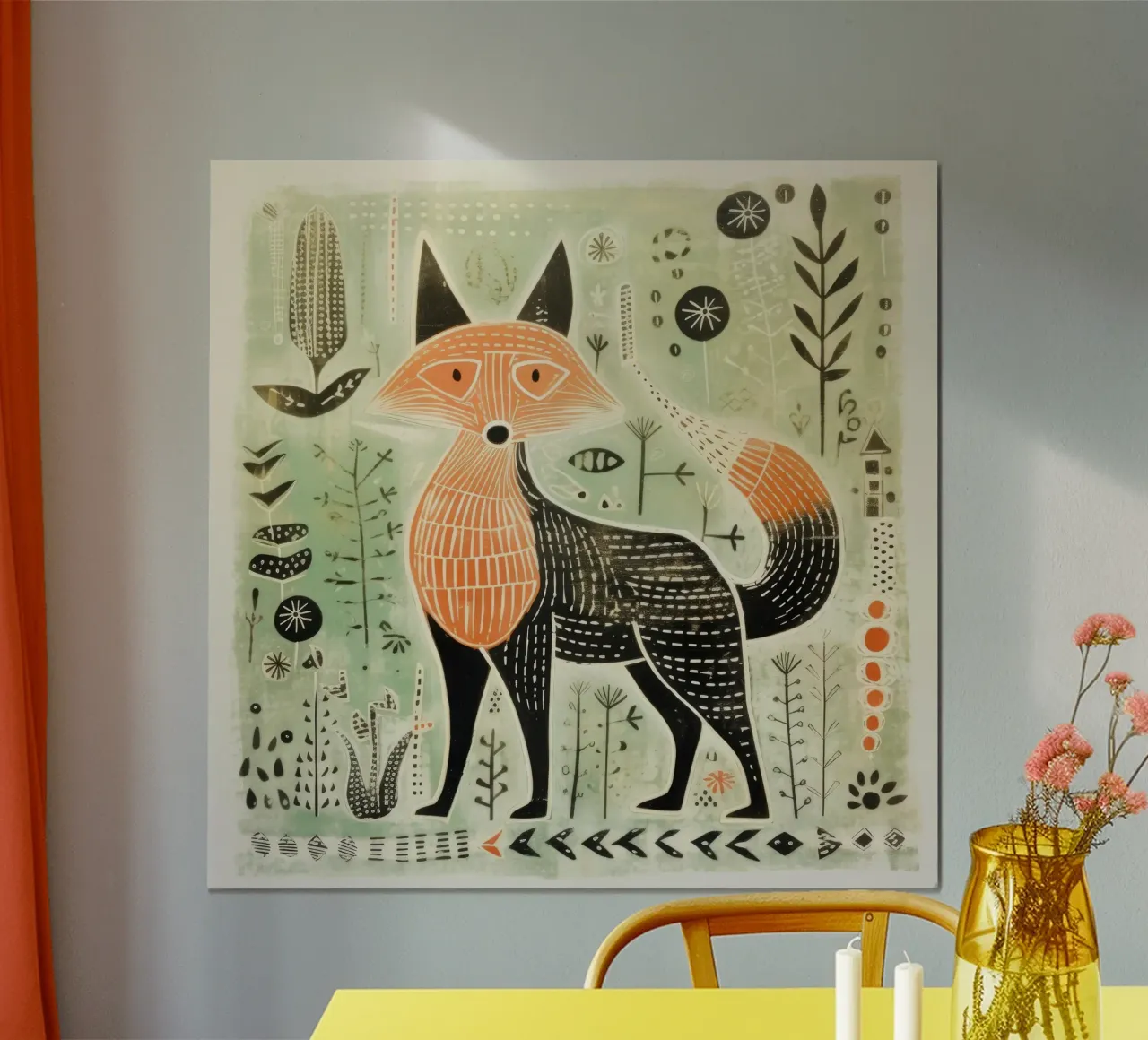 Grüner Fuchs 4 Hahnemühle von Minimal Animal Art