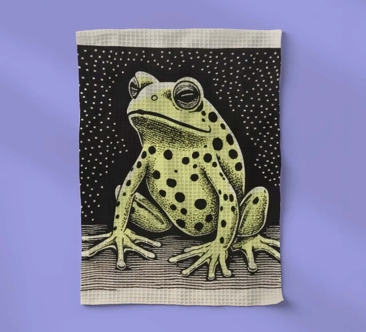 Green Frog 1 tea towel by Minimal Animal Art