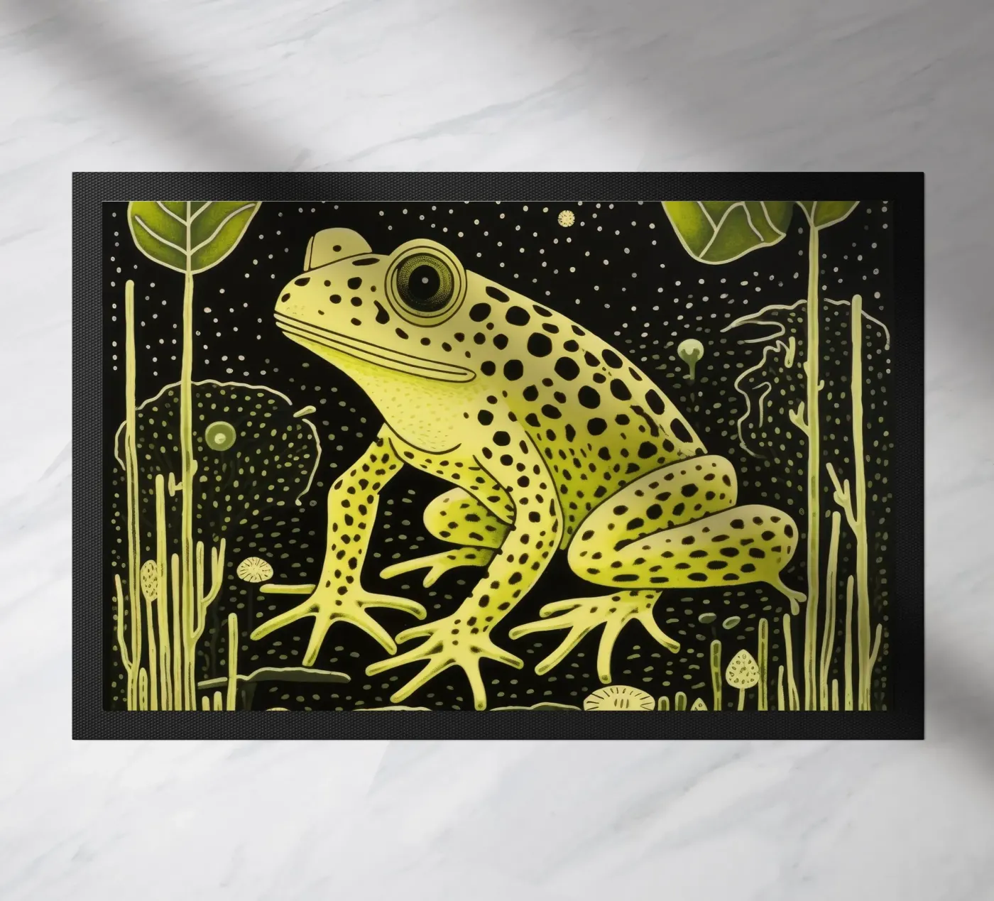 Green Frog doormat by Minimal Animal Art