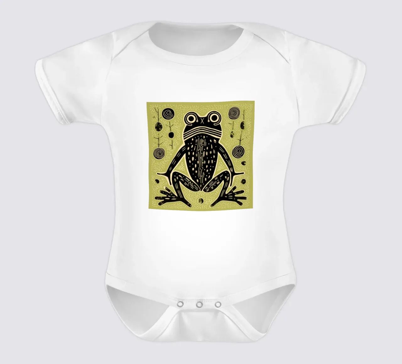 Green Frog 3 babyrompertje korte mouwen van Minimal Animal Art