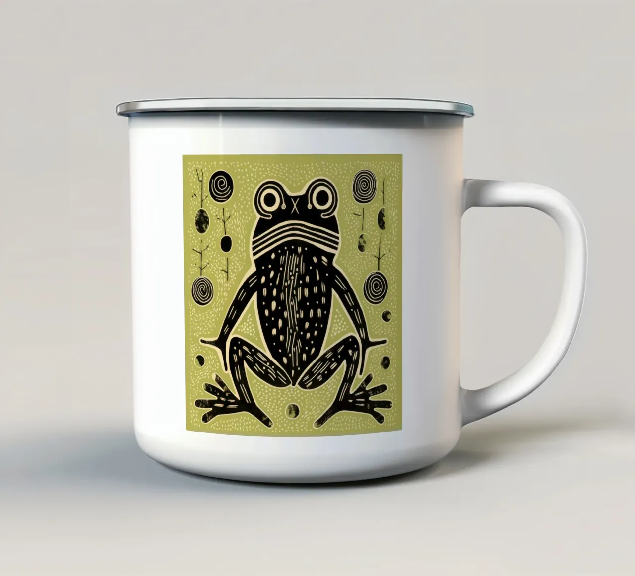 Rana verde 3 tazza in smalto da Minimal Animal Art