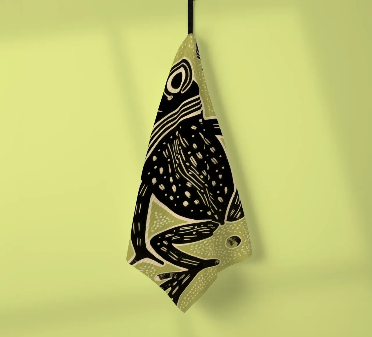 Rana verde 3 canovaccio da cucina da Minimal Animal Art