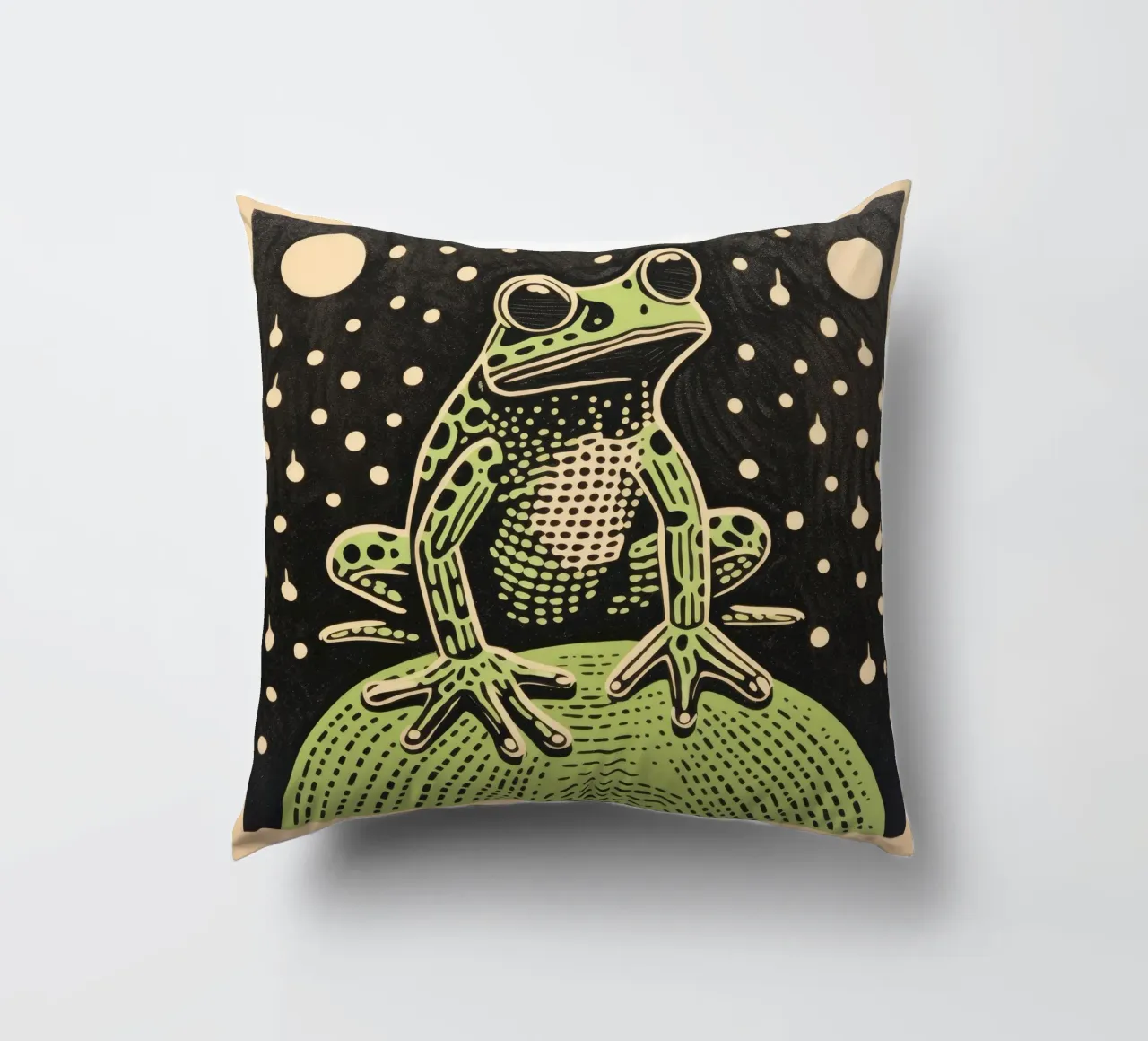 Rana verde 4 cuscino da Minimal Animal Art