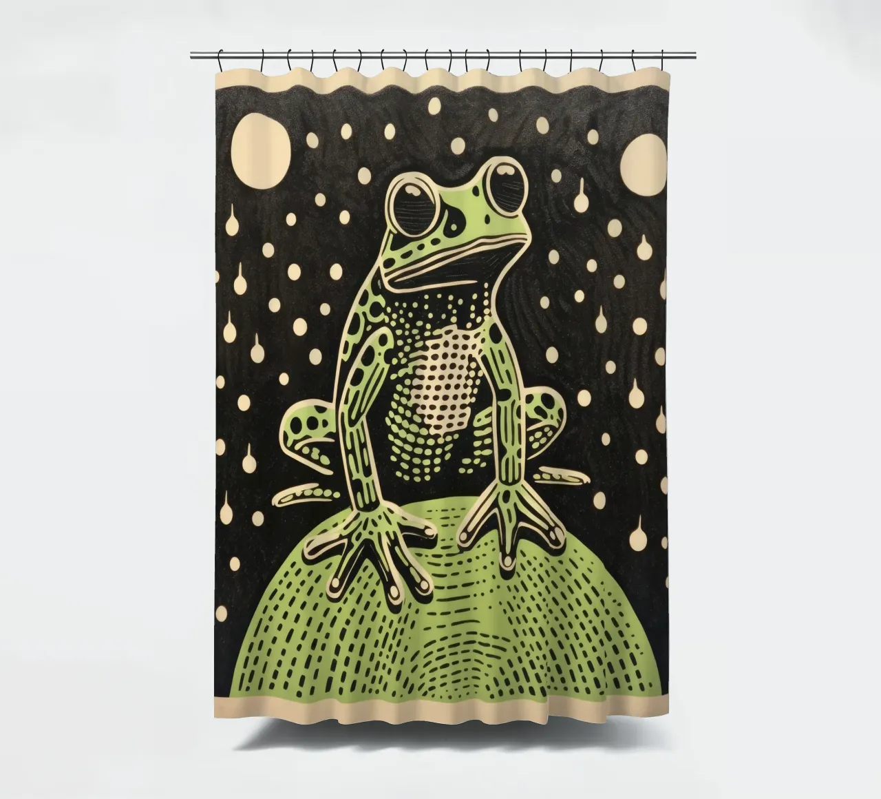 Green Frog 4 shower curtain by Minimal Animal Art