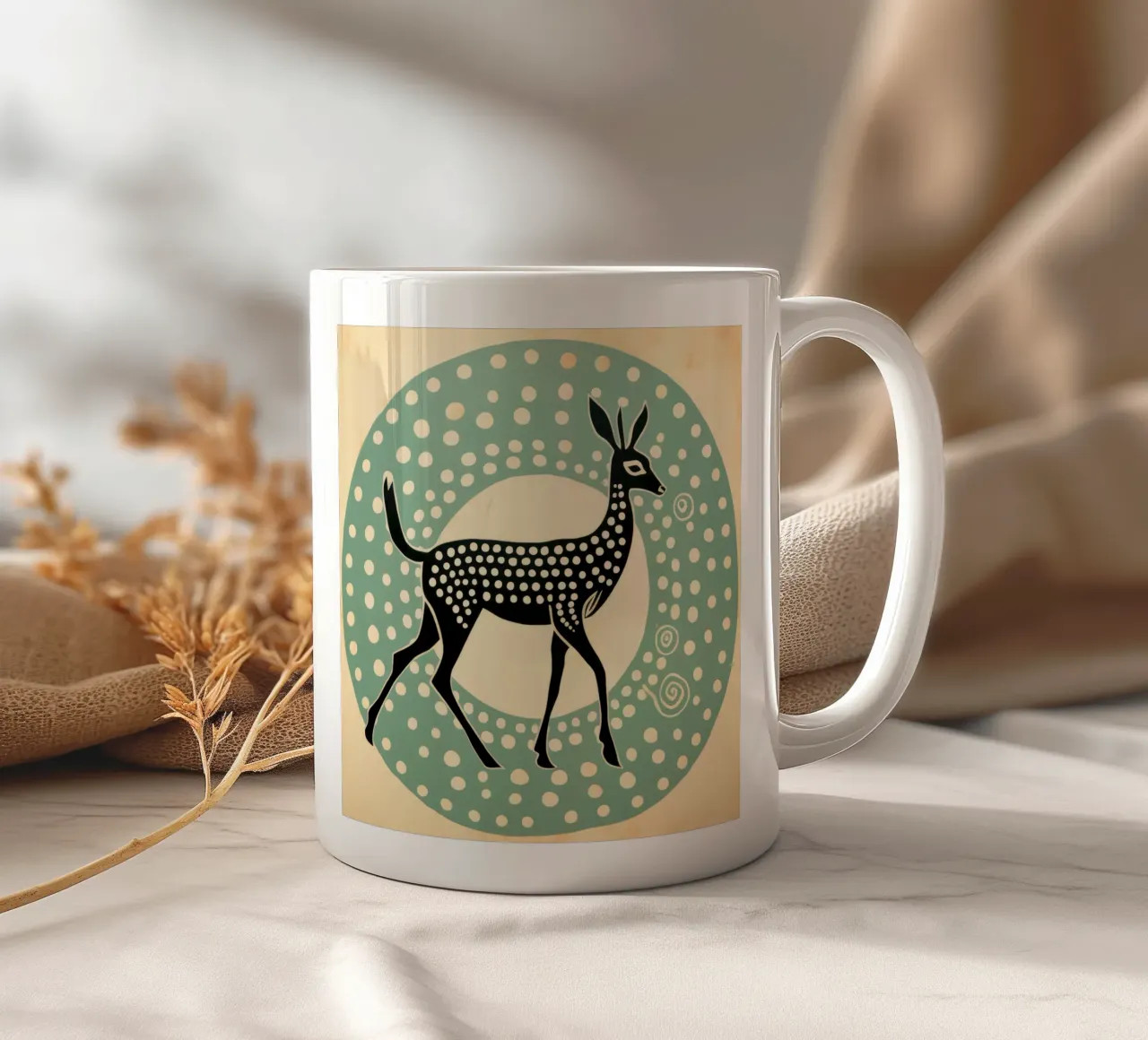 Gazzella verde 1 tazza in ceramica da Minimal Animal Art
