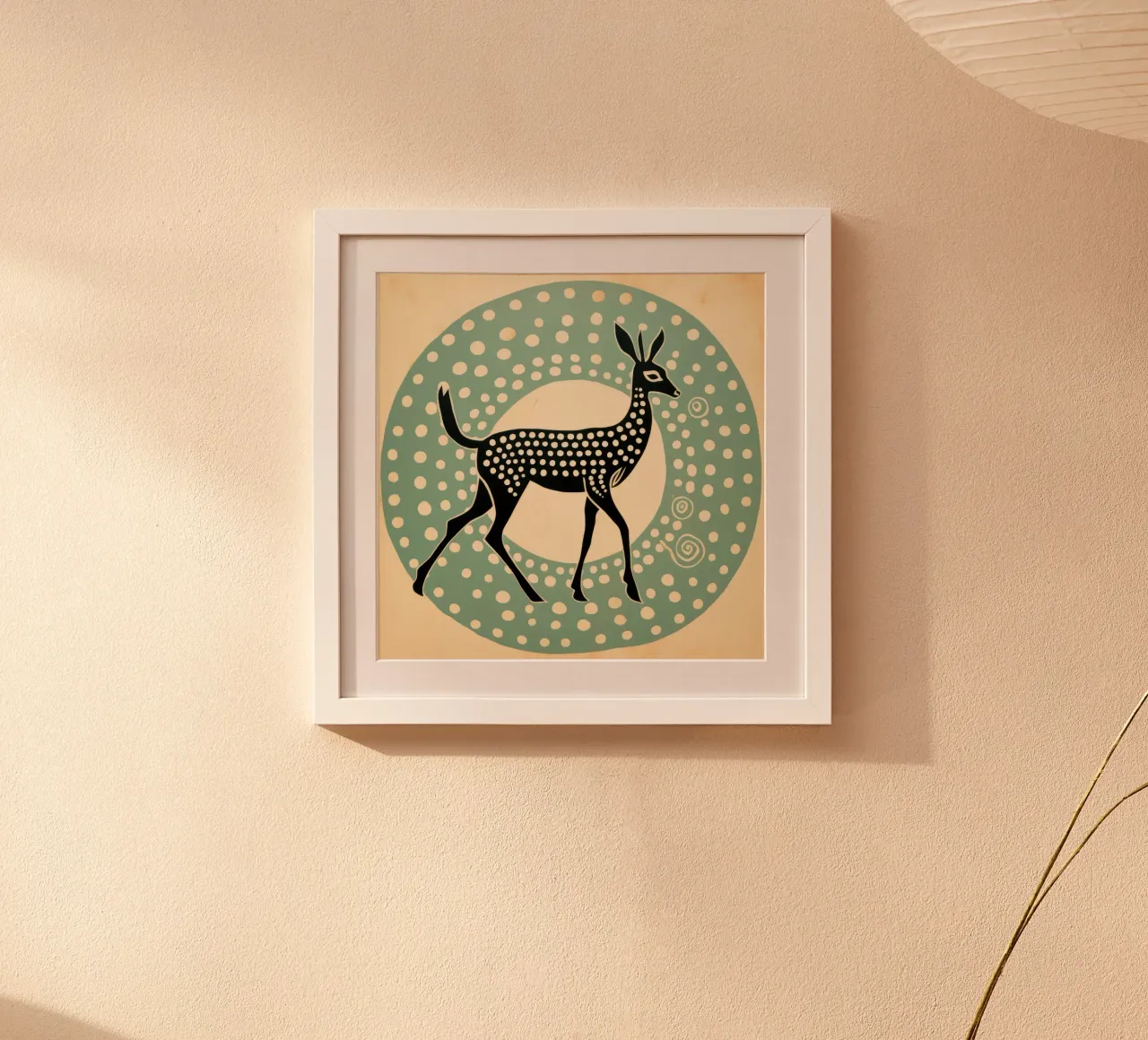 Gazzella verde 1 poster con telaio in plastica da Minimal Animal Art