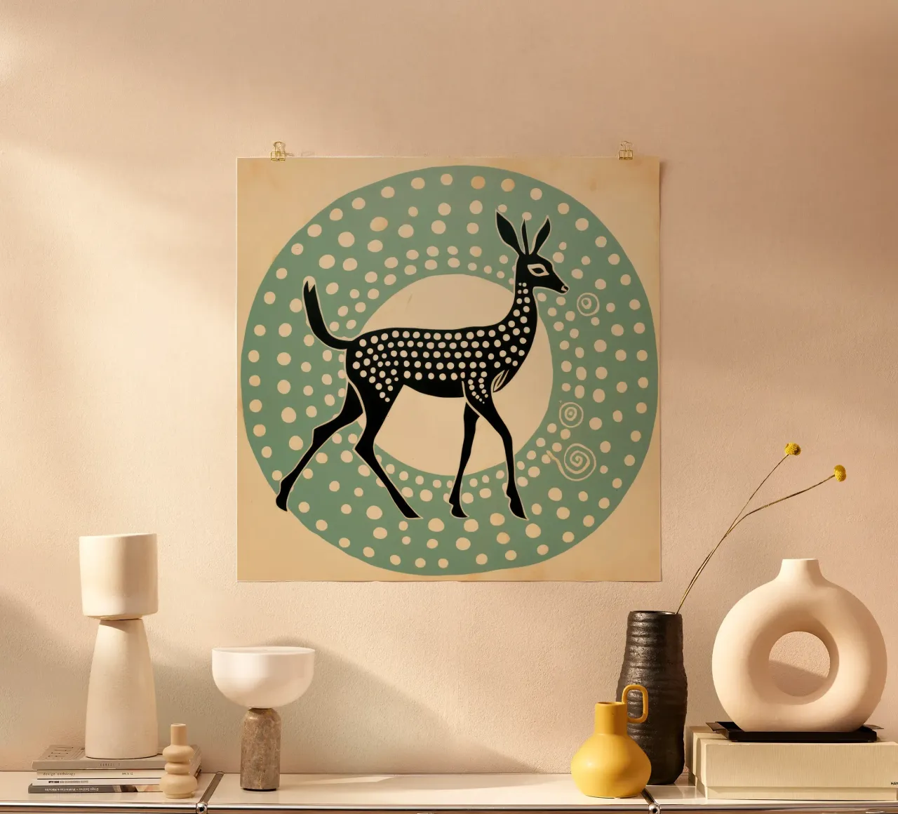 Gazzella verde poster da Minimal Animal Art