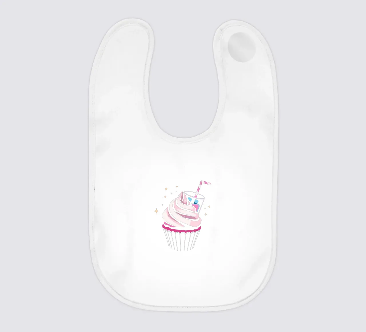 Cupcake colorati con glassa vorticosa e sormontati bavaglino da DesignDoodle