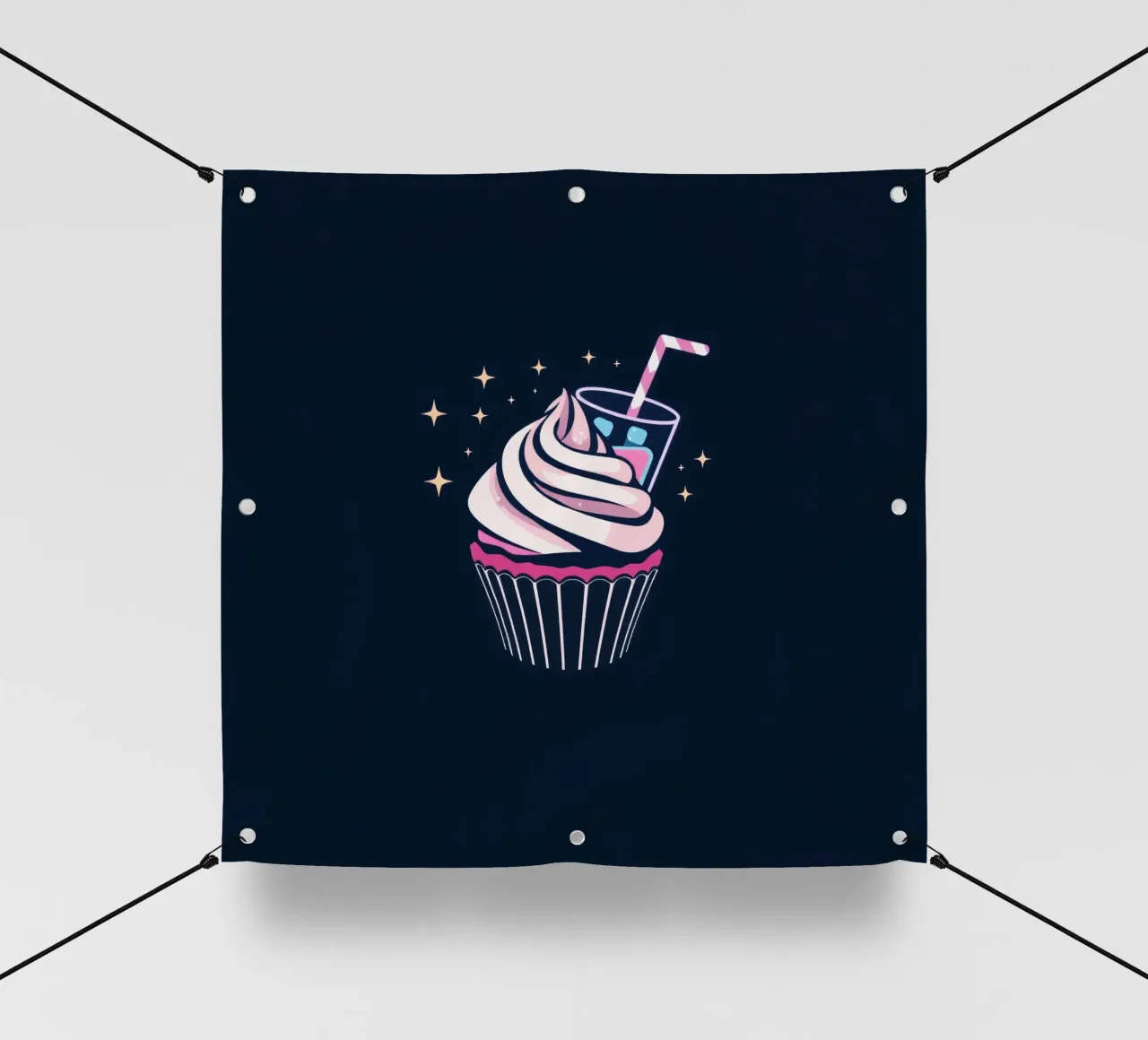 Cupcake colorati con glassa vorticosa e sormontati telo in pvc da DesignDoodle