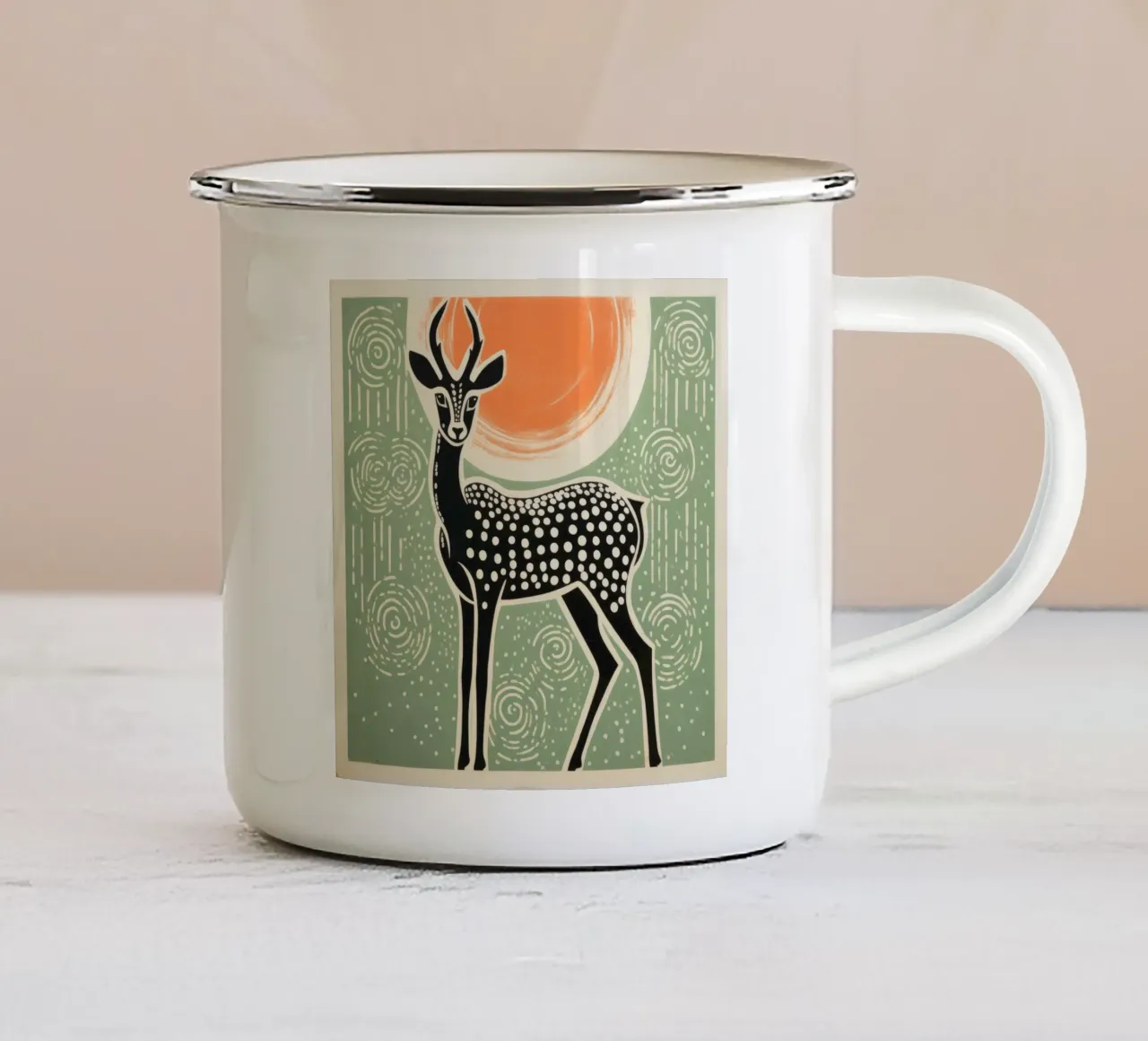 Gazzella verde 2 tazza in smalto da Minimal Animal Art